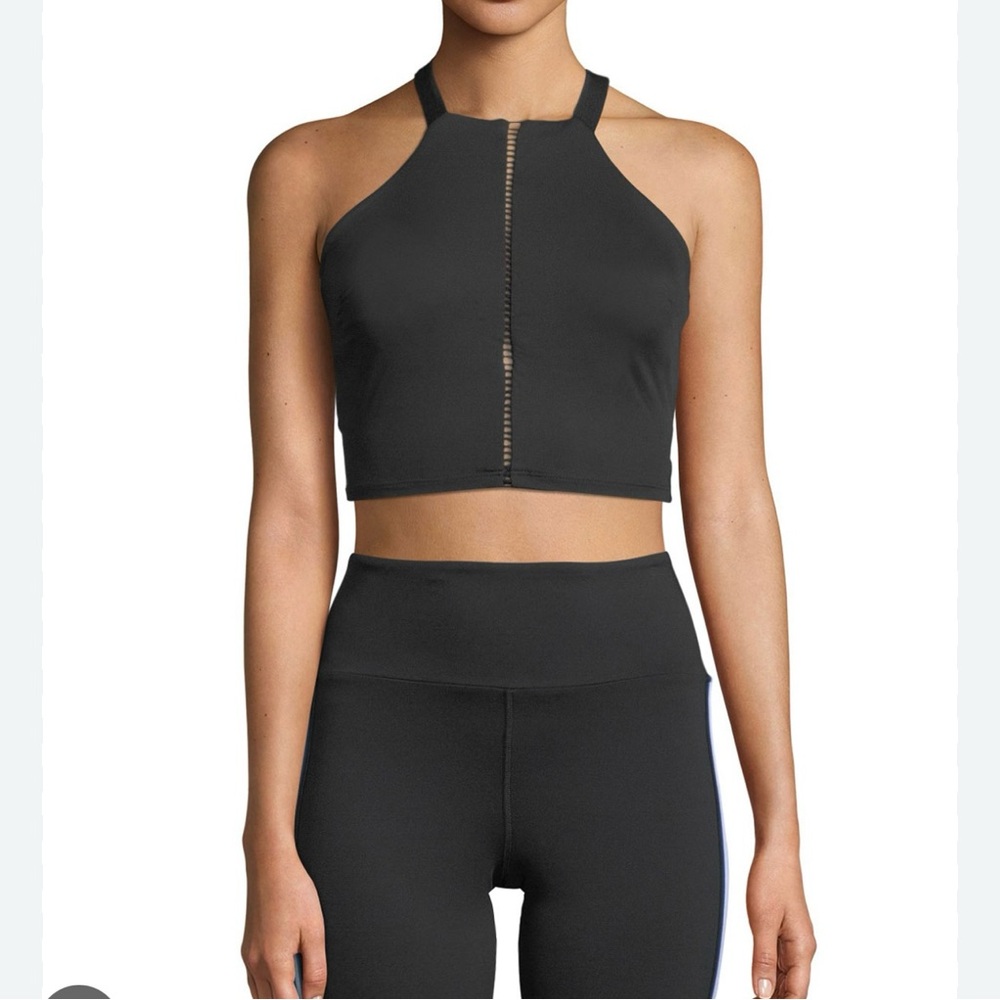 Michi Axial Strappy Back Performance Bustier Workout Top Navy Medium